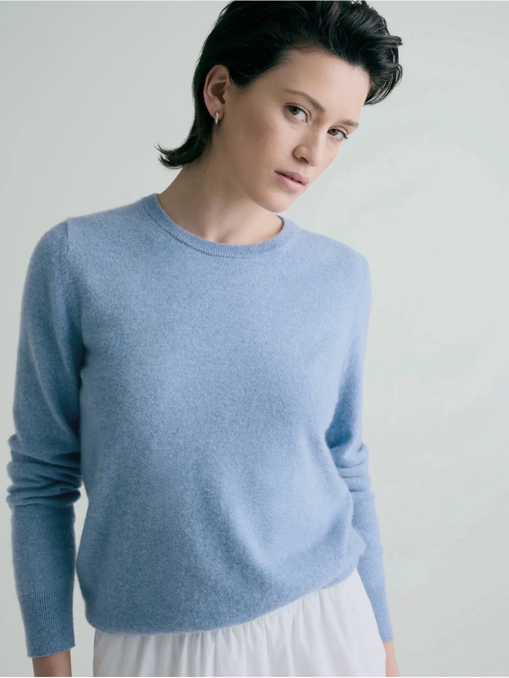 Quince Mongolian Cashmere Crewneck Sweater - Faded Denim - L